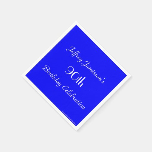 Royal Blue Paper Napkins, 90th Birthday Party Napkins Zazzle