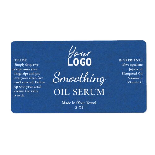 Royal Blue Paper Texture Smoothing Oil Serum Label