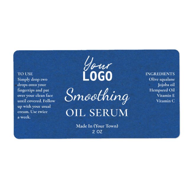 Royal Blue Paper Texture Smoothing Oil Serum Label (Front)