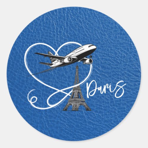 Royal Blue Paris Passport  Classic Round Sticker