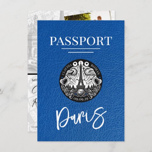 Royal Blue Paris Passport Save The Date