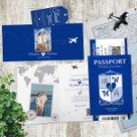 Royal Blue Passport Style Destination Wedding  Invitation<br><div class="desc">Celebrate your love with our Royal Blue Passport Style Destination Wedding Invitation. The design color is inspired by the breathtaking beauty of Greece's Santorini island. This customizable invite captures the essence of a romantic getaway, featuring a world map, a personalized photo on a stamped frame, a compass, a plain, and...</div>