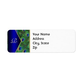 Royal Blue Peacock Address Label by Wedding_Trends at Zazzle