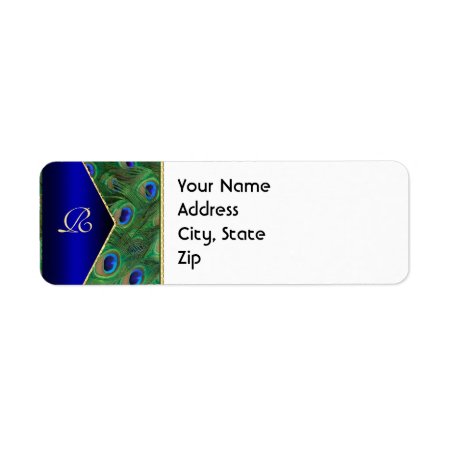 Royal Blue Peacock Address Label