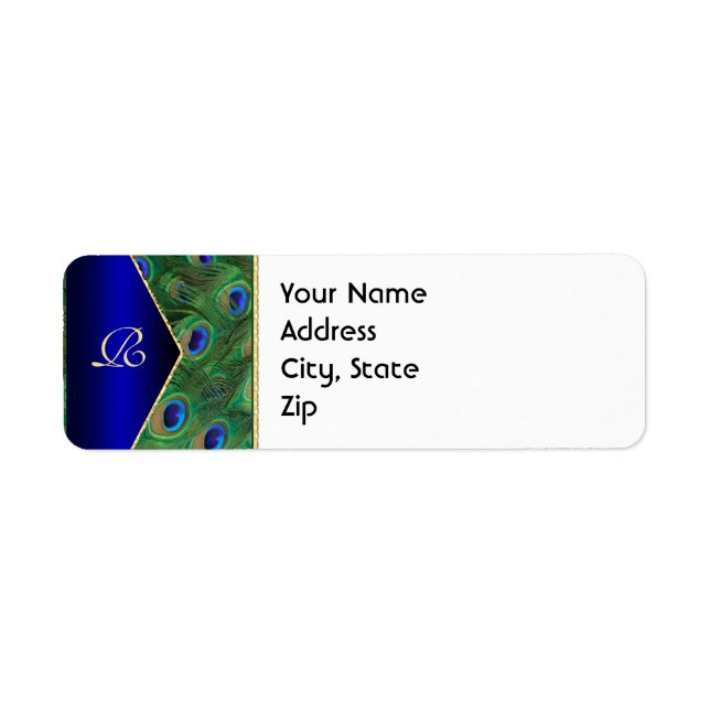 Royal Blue Peacock Address Label (Front)