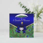 Royal Blue Peacock Bridal Shower Invite (Standing Front)