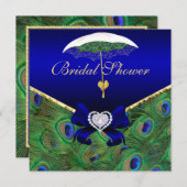 Royal Blue Peacock Bridal Shower Invite (Front/Back)