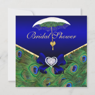Royal Blue Peacock Bridal Shower Invite