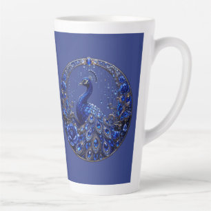 Royal Blue Peacock Crystal Glamour Latte Mug