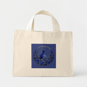 Royal Blue Peacock Crystal Glamour Mini Tote Bag