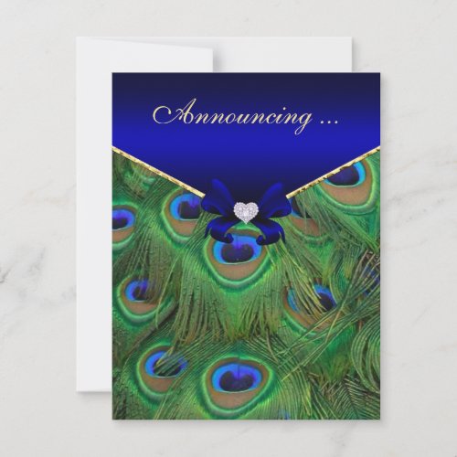 Royal Blue Peacock Engagement  Announcement