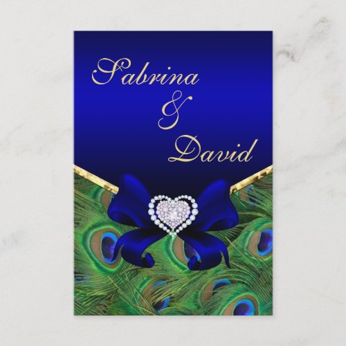 Royal Blue Peacock Reception card