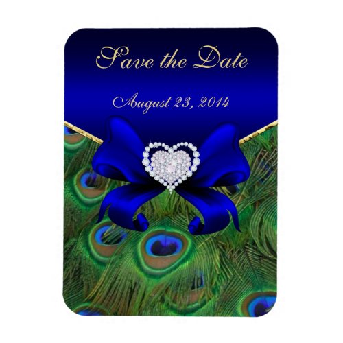 Royal Blue Peacock Save the Date Magnet