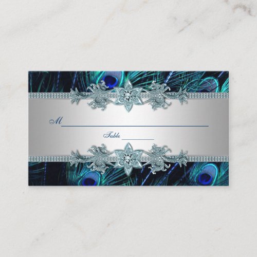 Royal Blue Peacock Seating Place Cards