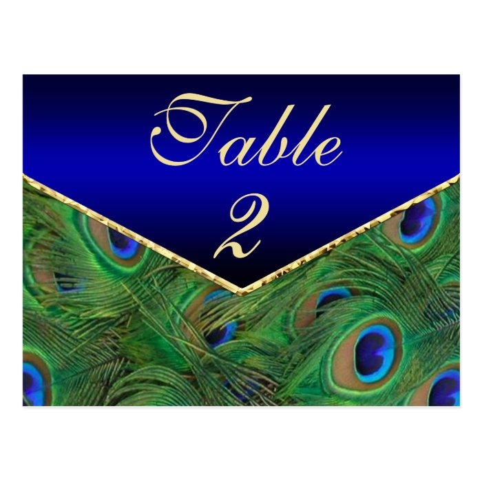 Royal Blue  Peacock Table Number Card Post Card