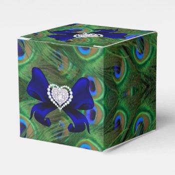 Royal Blue Peacock Wedding Favor Box by Wedding_Trends at Zazzle