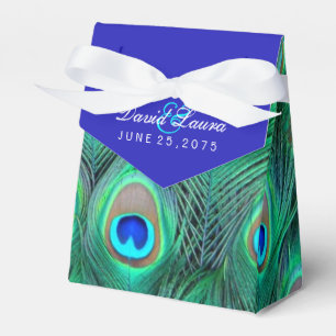 Royal Blue Peacock Wedding Favor Boxes