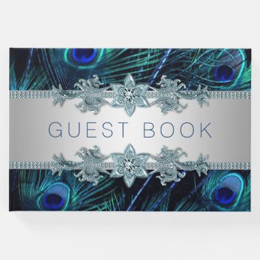 Royal Blue Peacock Wedding Guest Book