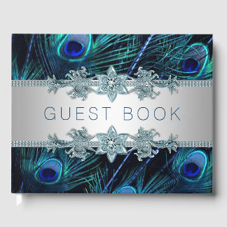 Royal Blue Peacock Wedding Guest Book