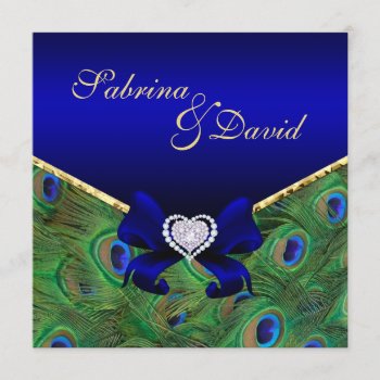 Royal Blue Peacock Wedding Invitation by Wedding_Trends at Zazzle