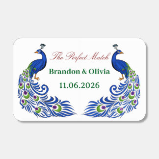 Royal Blue Peacock Wedding Matchboxes