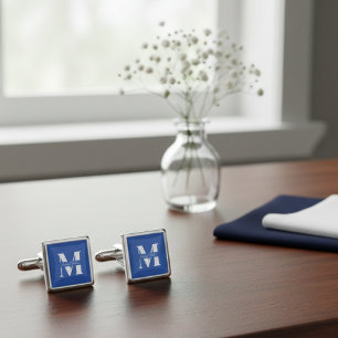 Royal Blue Personalized Monogram Groomsmen Cufflinks