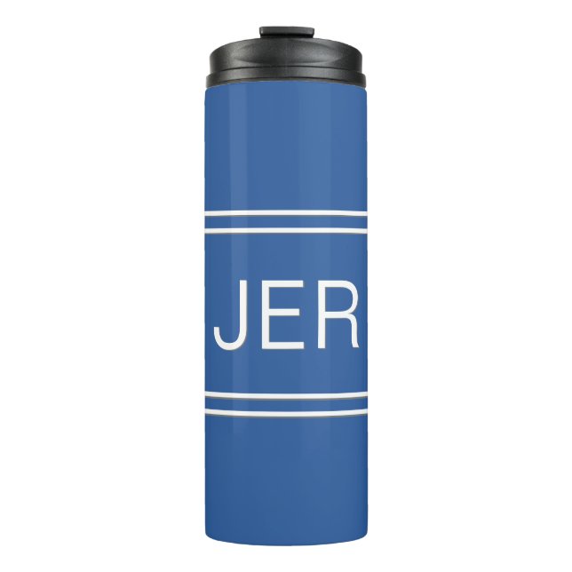 Royal Blue Personalized Monogram Initials Drink Thermal Tumbler (Front)