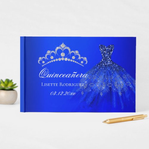 Royal Blue Personalized Quinceanera Guest Book