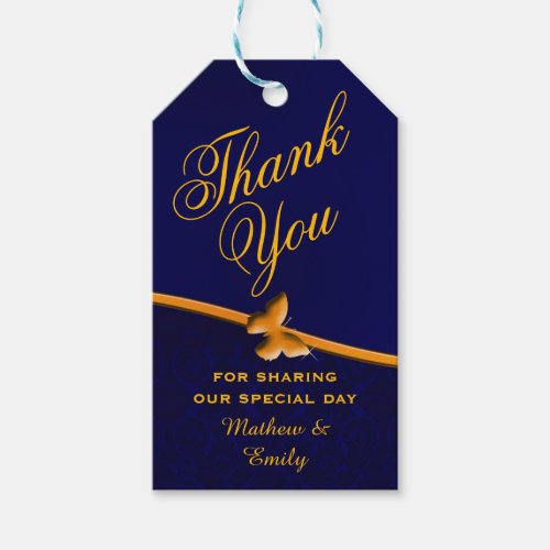 Royal Blue Personalized Thank You Wedding Favor Gift Tags