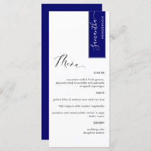 Royal Blue, Personalized with Guest Name Elegant Menu