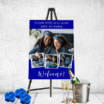 Royal blue photo collage birthday party welcome foam board<br><div class="desc">Create your own unique photo collage. Use four,  4 of your favorite photo. Personalize and add a name and age. Royal blue background,  white text.</div>