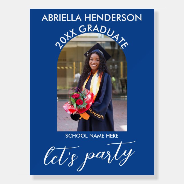 Royal Blue Photo Graduation Party Welcome Sign (Front)