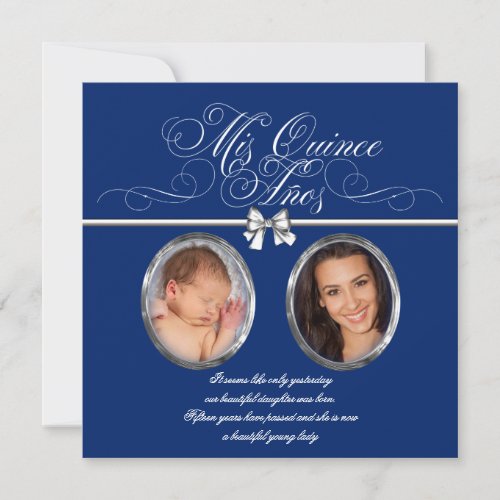 Royal Blue Photo Quinceanera Invitations