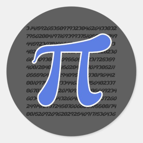 Royal Blue Pi Symbol Classic Round Sticker