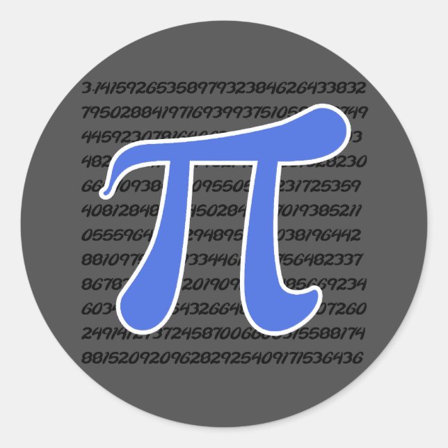 Royal Blue Pi Symbol Classic Round Sticker (Front)