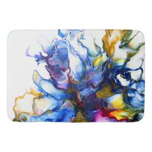 Royal Blue & Pink Abstract Fluid Art Bath Mat