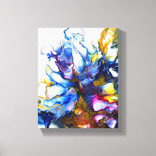 Royal Blue  Pink Abstract Fluid Art Canvas Print