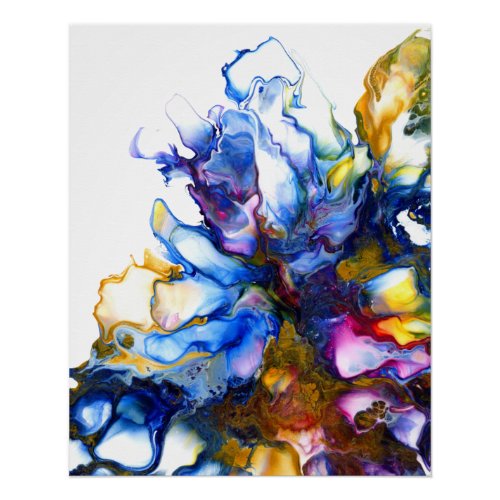 Royal Blue  Pink Abstract Fluid Art Poster