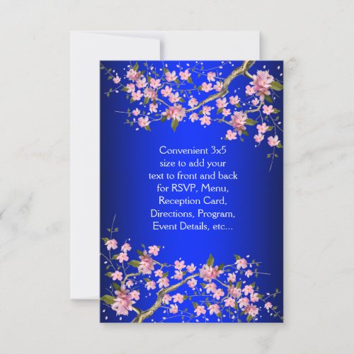 Royal Blue Pink Japanese Cherry Blossoms RSVP