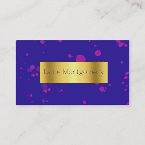 Royal Blue Pink Splatter Modern Business Card