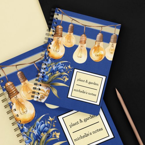 Royal Blue Plant and Garden with String Lights Notebook