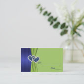Royal Blue Pleats and Chartreuse Damask Placecards (Standing Front)