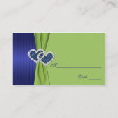 Royal Blue Pleats and Chartreuse Damask Placecards (Back)