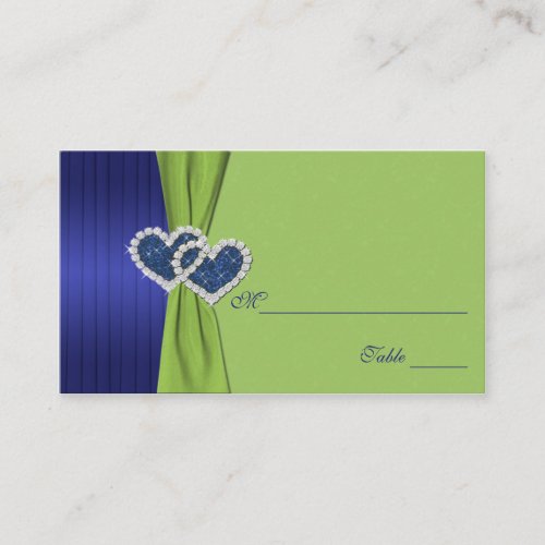 Royal Blue Pleats and Chartreuse Damask Placecards Business Cards
