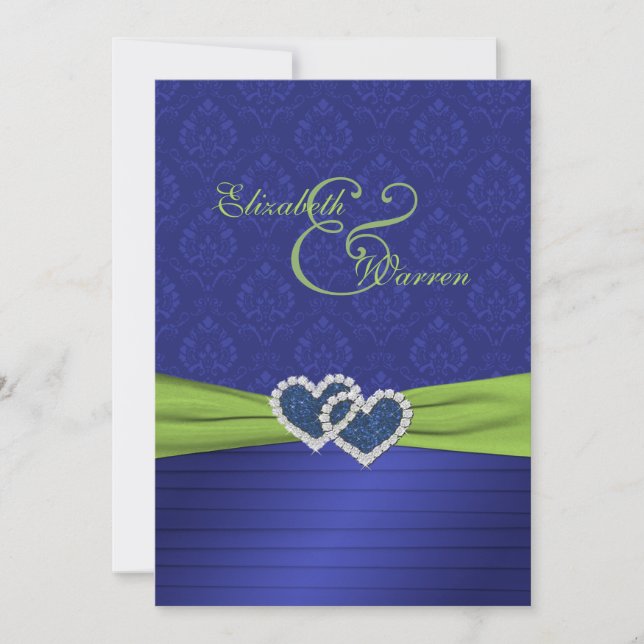 Royal Blue Pleats and Chartreuse Invitation (Front)
