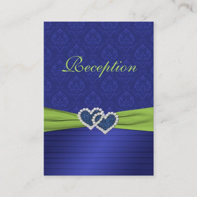 Royal Blue Pleats and Chartreuse Reception Card (Front)