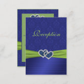 Royal Blue Pleats and Chartreuse Reception Card (Front/Back)