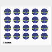 Royal Blue Pleats and Chartreuse Round Sticker (Sheet)
