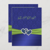 Royal Blue Pleats and Chartreuse RSVP Card (Front/Back)