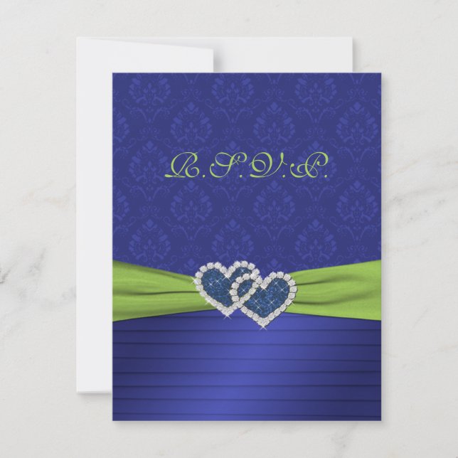 Royal Blue Pleats and Chartreuse RSVP Card (Front)